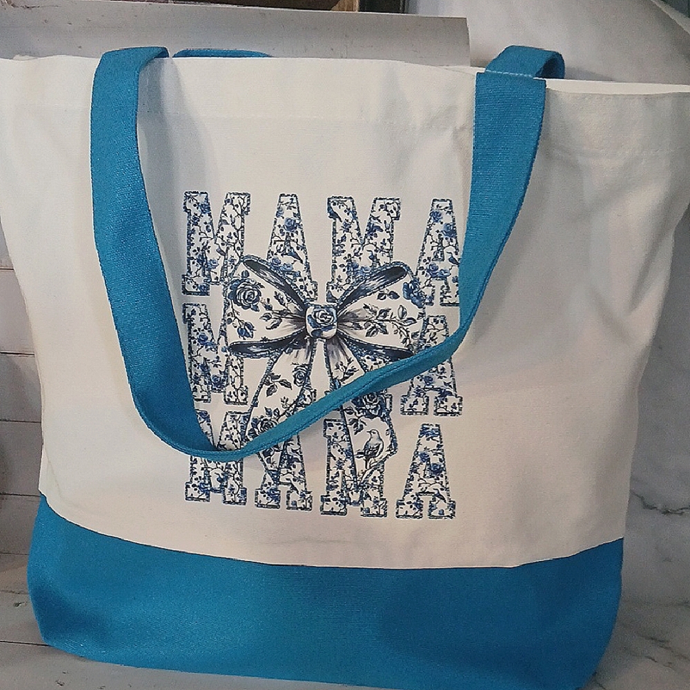 Blue and White Tote Bag